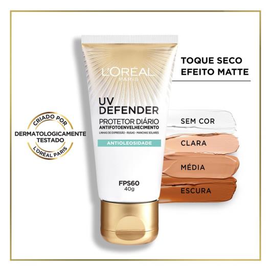 Protetor Solar Facial L'Oréal Paris UV Defender Antioleosidade Cor Clara FPS 60 40g - Imagem em destaque