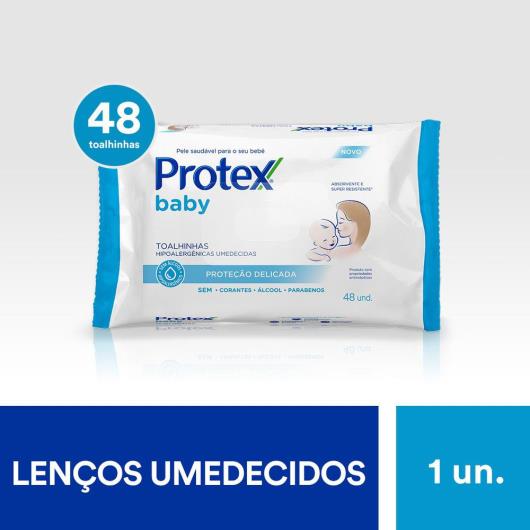 Lenços Umedecidos para bebês Protex Baby Delicate Care Embalagem com 48 lenços - Imagem em destaque