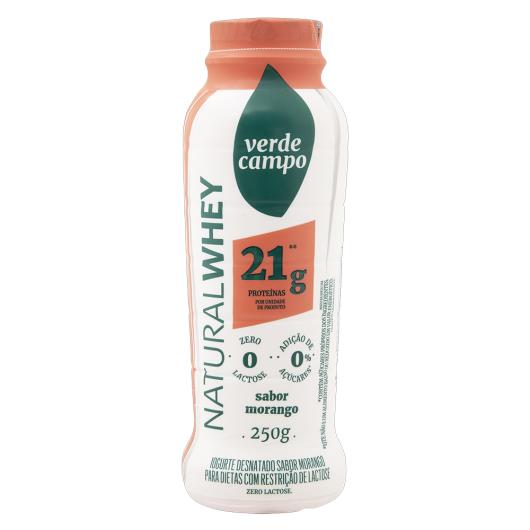 Iogurte Desnatado Morango Zero Lactose Verde Campo Natural Whey 21g de Proteína Frasco 250g - Imagem em destaque