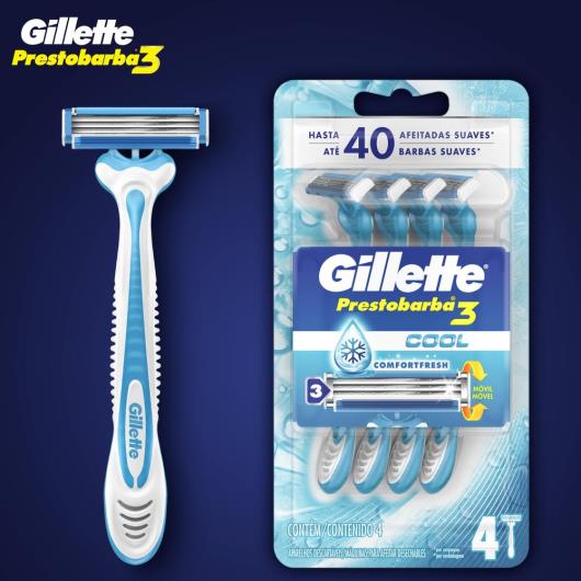 Aparelho Descartável para Barbear Gillette Prestobarba3 Cool Leve 4 Pague 3 unids. - Imagem em destaque