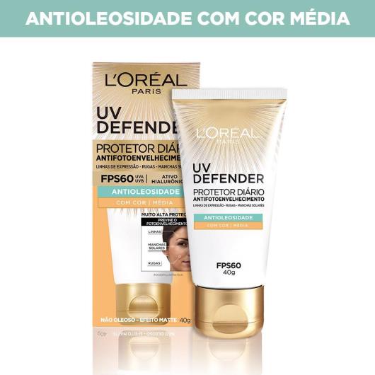 Protetor Solar Facial L'Oréal Paris UV Defender Antioleosidade Cor Média FPS 60 40g - Imagem em destaque
