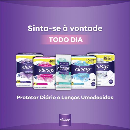 Protetor Diário sem Abas Respirável sem Perfume Always Pacote 80 unids. Leve Mais Pague Menos - Imagem em destaque