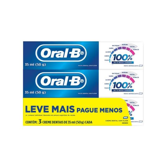 Creme Dental Menta Refrescante Oral-B 100% c/ 3 unids 150g Leve Mais Pague Menos - Imagem em destaque