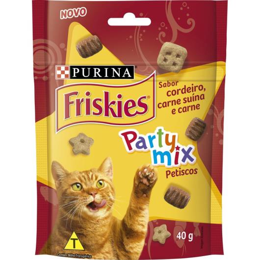 NESTLÉ® PURINA® FRISKIES® PARTY MIX Petisco para Gatos Adultos Carne, Cordeiro e Carne Suína 40g - Imagem em destaque