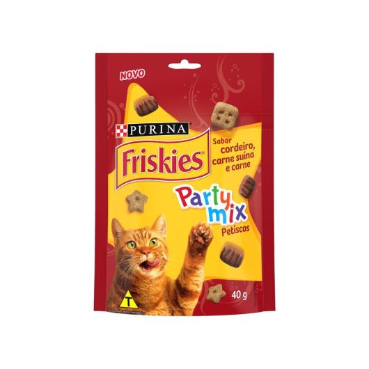 NESTLÉ® PURINA® FRISKIES® PARTY MIX Petisco para Gatos Adultos Carne, Cordeiro e Carne Suína 40g - Imagem em destaque