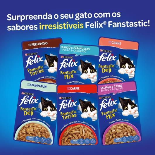 NESTLÉ PURINA FELIX FANTASTIC TIRITAS Ração Úmida para Gatos Adultos Peru 85g - Imagem em destaque