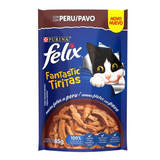 NESTLÉ PURINA FELIX FANTASTIC TIRITAS Ração Úmida para Gatos Adultos Peru 85g - Imagem em destaque