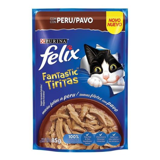 NESTLÉ PURINA FELIX FANTASTIC TIRITAS Ração Úmida para Gatos Adultos Peru 85g - Imagem em destaque