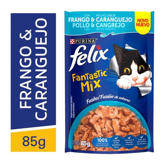 Ração Úmida FELIX Fantastic Tiritas Frango e Caranguejo 85g - Imagem em destaque