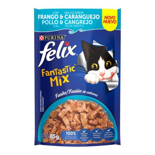 Ração Úmida FELIX Fantastic Tiritas Frango e Caranguejo 85g - Imagem em destaque