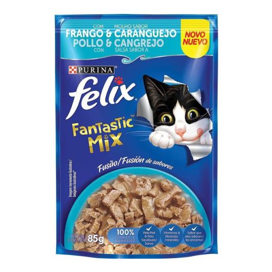 Ração Úmida FELIX Fantastic Tiritas Frango e Caranguejo 85g - Imagem em destaque