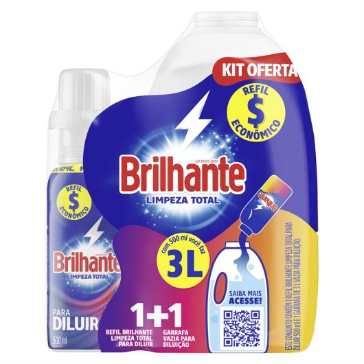 Kit Garrafa para Diluição + Lava-Roupas Concentrado para Diluir Brilhante Limpeza Total 500ml Refil Econômico - Imagem em destaque