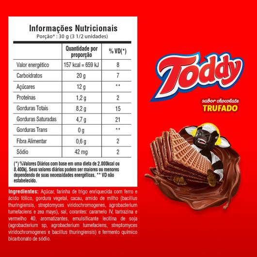 Biscoito Wafer Chocolate Trufado Toddy Pacote 94g - Imagem em destaque