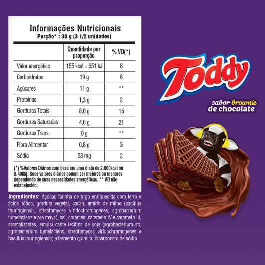 Biscoito Wafer Brownie de Chocolate Toddy Pacote 94g - Imagem em destaque
