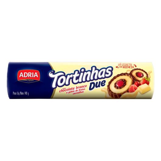 Biscoito Recheio Chocolate Branco e Geleia de Frutas Vermelhas Adria Tortinhas Due Pacote 140g - Imagem em destaque