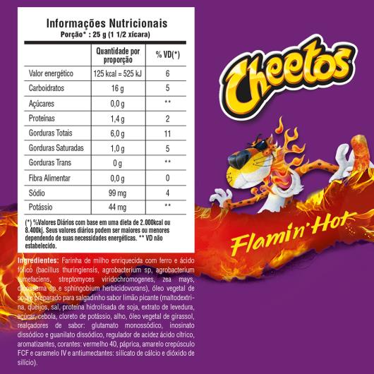 Salgadinho De Milho Flamin Hot Picante Elma Chips Cheetos Pacote 90G - Imagem em destaque