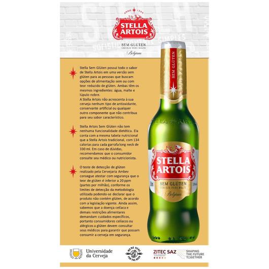 Cerveja Stella Artois Sem Glúten, Puro Malte 330ml Long Neck - Imagem em destaque