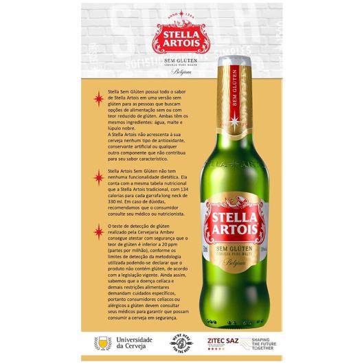 Cerveja Stella Artois Sem Glúten, Puro Malte 330ml Long Neck - Imagem em destaque