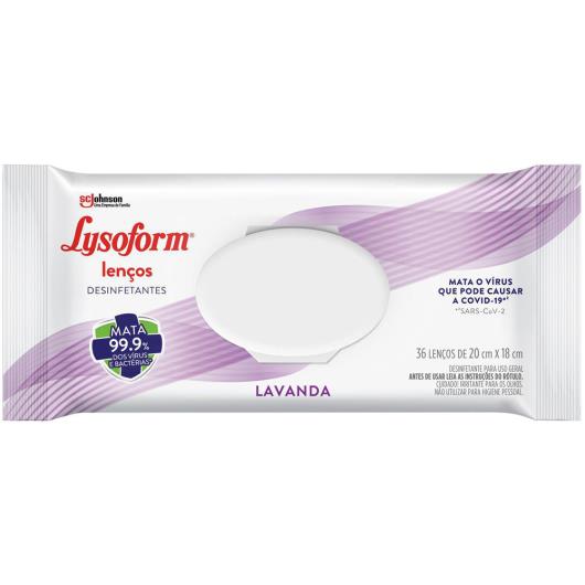 Lenço Desinfetante Lysoform lavanda c/ 36 unids - Imagem em destaque