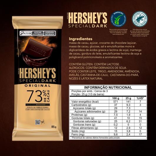 Chocolate Hershey's Special Dark Tradicional 73% Com 85g - Imagem em destaque