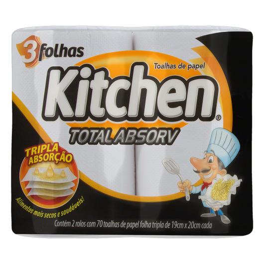 Papel Toalha Kitchen total absorção 3 folhas c/ 2 unids - Imagem em destaque