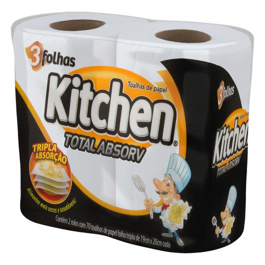 Papel Toalha Kitchen total absorção 3 folhas c/ 2 unids - Imagem em destaque