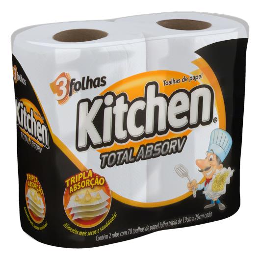 Papel Toalha Kitchen total absorção 3 folhas c/ 2 unids - Imagem em destaque