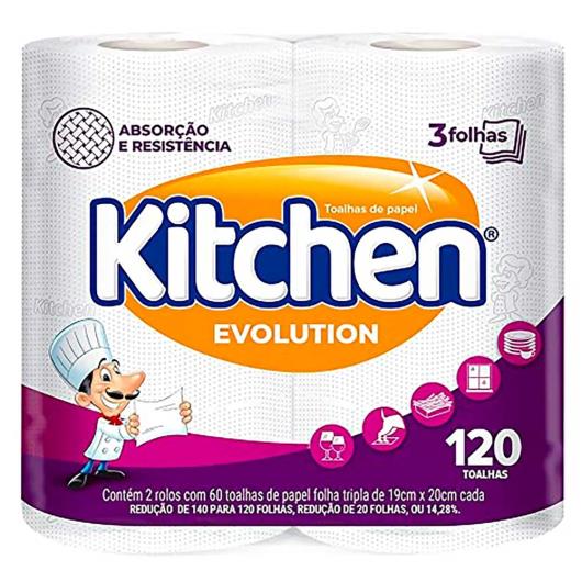 Papel toalha evolution Kitchen 120 folhas 2 Unidades - Imagem em destaque