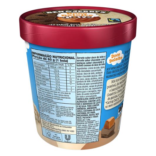 Sorvete Ben & Jerry's Doce de Leite e Chocolate Recheio Doce de Leite Core 458ml - Imagem em destaque