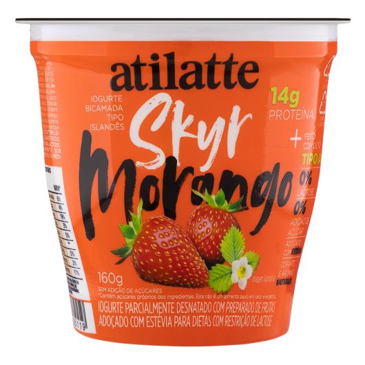 Iogurte Parcialmente Desnatado Skyr Morango Zero Lactose Atilatte Pote 160g - Imagem em destaque