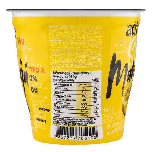 Iogurte Parcialmente Desnatado Skyr Maracujá Zero Lactose Atilatte Pote 160g - Imagem em destaque
