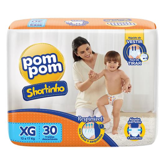 Fralda Descartável Infantil Shortinho Pom Pom XG Pacote 30 Unidades - Imagem em destaque