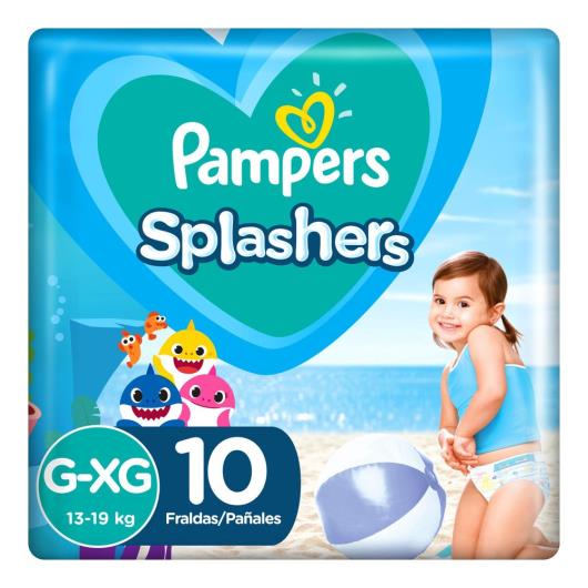 Fraldas Para Água Pampers Splashers Baby Shark G-XG 10 Unidades - Imagem em destaque