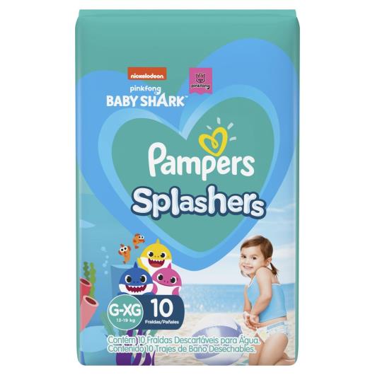 Fraldas Para Água Pampers Splashers Baby Shark G-XG 10 Unidades - Imagem em destaque