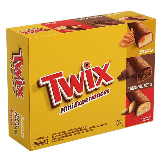 Mini Bombom Caramelo, Triplo Chocolate e Paçoca Twix Caixa 135g 9 Unidades - Imagem em destaque