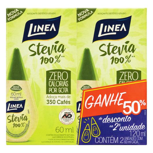 Pack Adoçante Líquido Stevia Linea Caixa 120ml 2 Uni Grátis 50% de Desconto na 2ª Uni - Imagem em destaque