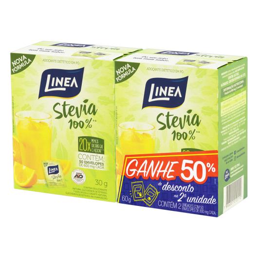 Pack Adoçante em Pó Stevia Linea Caixa 60g 2 Uni Grátis 50% de Desconto na 2ª Uni - Imagem em destaque