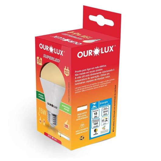 Lâmpada superled Ourolux 15w 3000k unidade - Imagem em destaque