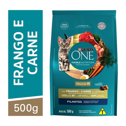 Ração PURINA ONE Gatos Filhotes Frango e Carne 500g - Imagem em destaque