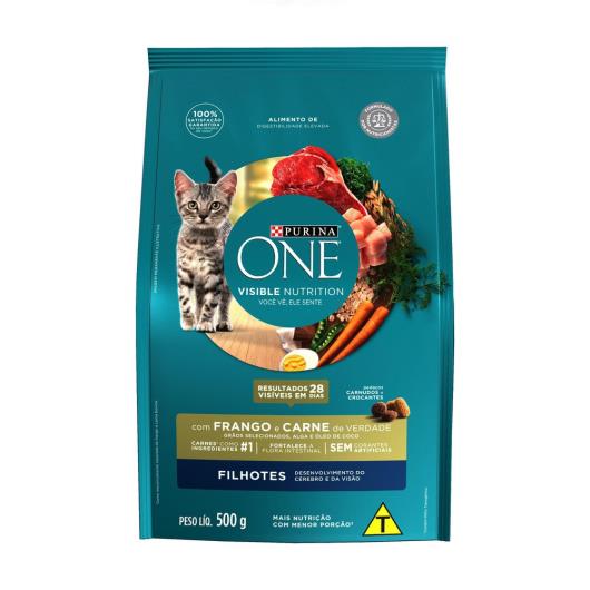 Ração PURINA ONE Gatos Filhotes Frango e Carne 500g - Imagem em destaque