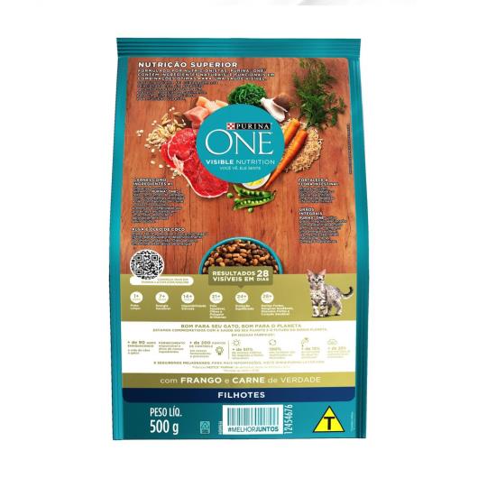 Ração PURINA ONE Gatos Filhotes Frango e Carne 500g - Imagem em destaque