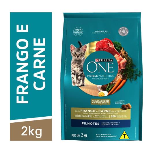 Ração PURINA ONE Gatos Filhotes Frango e Carne 2kg - Imagem em destaque