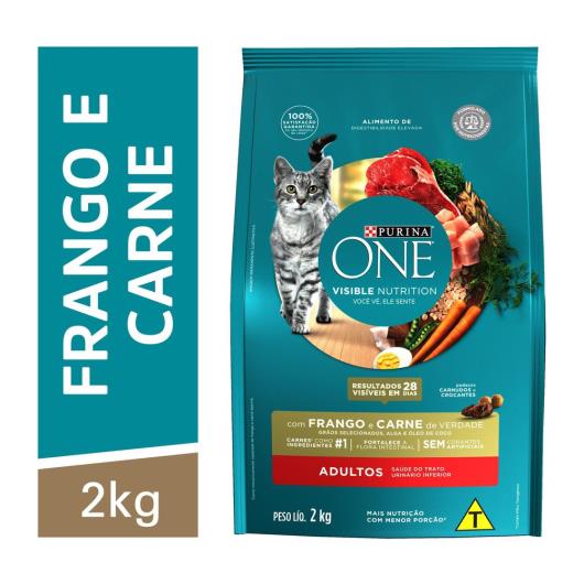 NESTLÉ® PURINA® ONE® Ração Seca para gatos adultos todas as raças Frango e Carne 2kg - Imagem em destaque