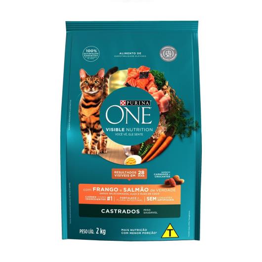 NESTLÉ® PURINA® ONE® Ração Seca para gatos adultos castrados todas as raças Frango e Salmão 2kg - Imagem em destaque