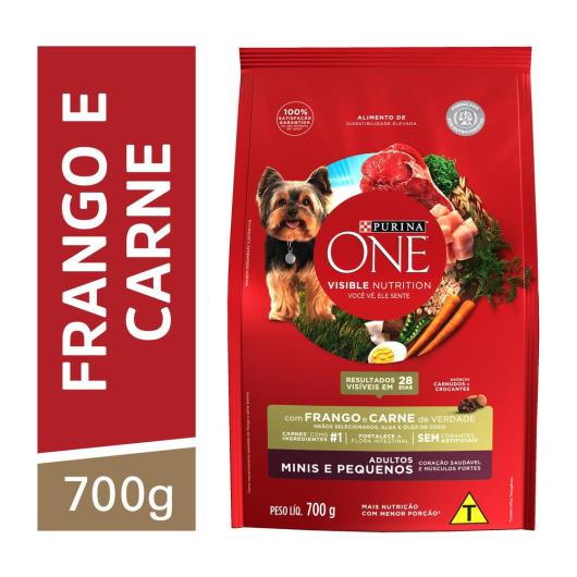 Ração PURINA ONE Cães Adultos Minis e Pequenos Frango e Carne 700g - Imagem em destaque