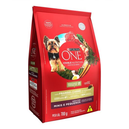 Ração PURINA ONE Cães Adultos Minis e Pequenos Frango e Carne 700g - Imagem em destaque