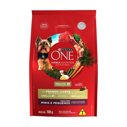 Ração PURINA ONE Cães Adultos Minis e Pequenos Frango e Carne 700g - Imagem em destaque