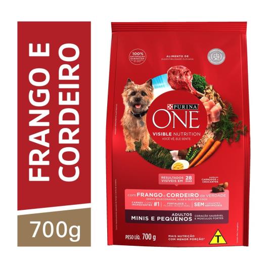 Ração PURINA ONE Cães Adultos Minis e Pequenos Frango e Cordeiro 700g - Imagem em destaque