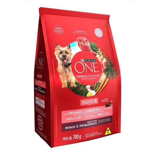 Ração PURINA ONE Cães Adultos Minis e Pequenos Frango e Cordeiro 700g - Imagem em destaque