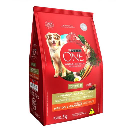 Alimento para Cães adulto médio e grande Purina One frango e carne 2kg - Imagem em destaque